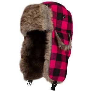Soul of Adventure Women Men Unisex Faux Fur Trapper Hat in Lumberjack Pink NWT